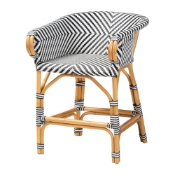bali & pari Max Rattan Bistro Counter Stool - Handwoven Cafe-Style Accent Seating with Backrest For Kitchen Island or Indoor/Outdoor Lounge